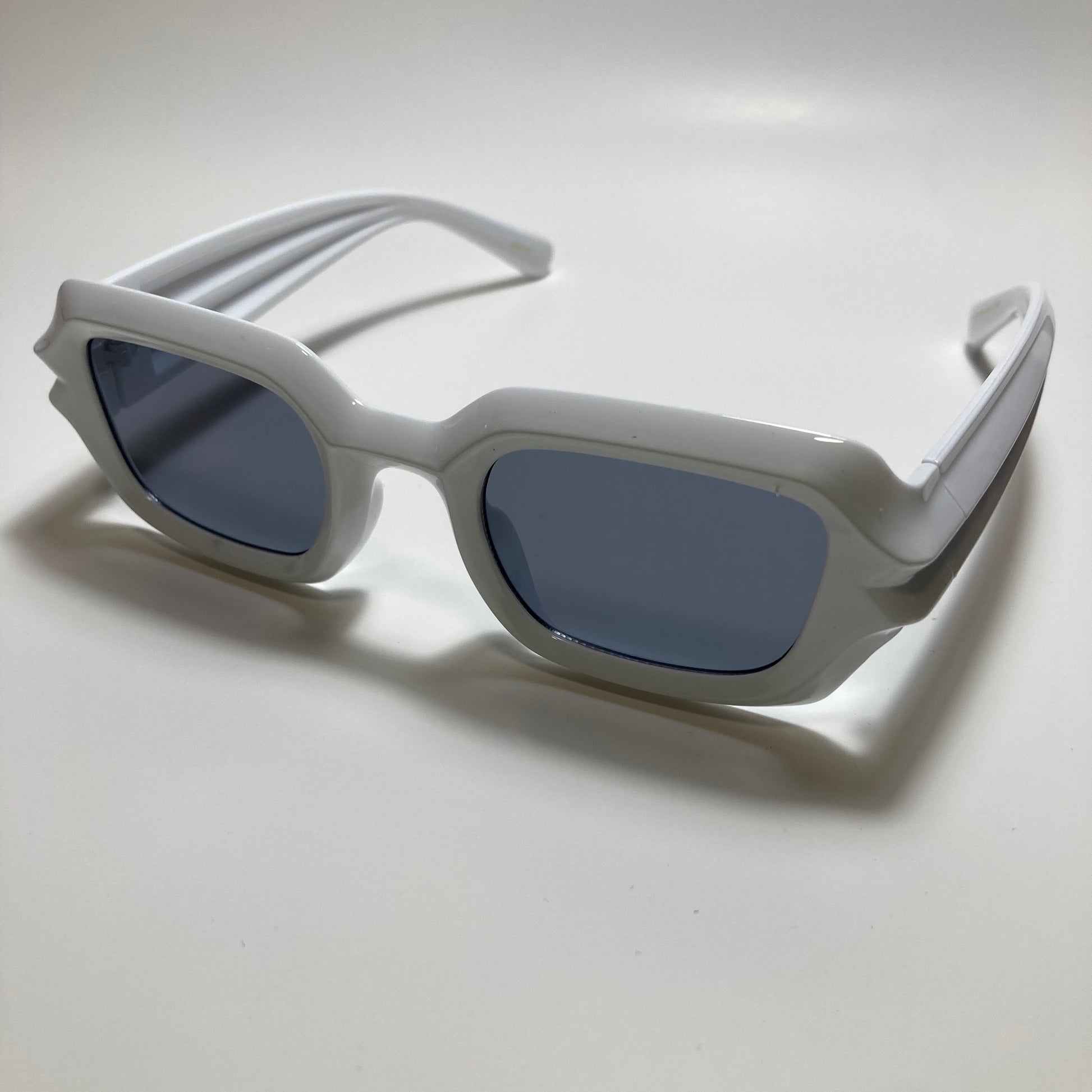 womens white and black chunky frame sunglasses