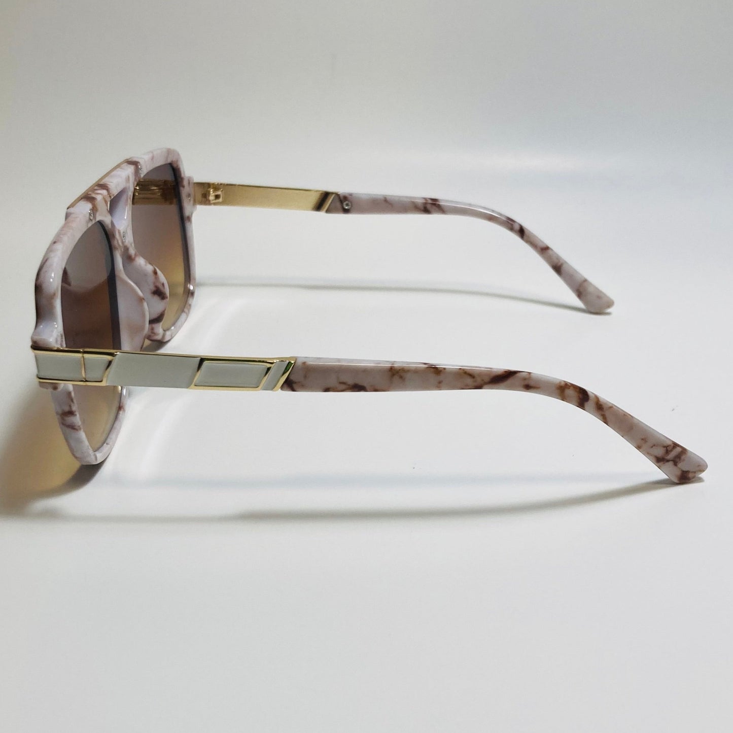mens white and brown square gazelle sunglasses
