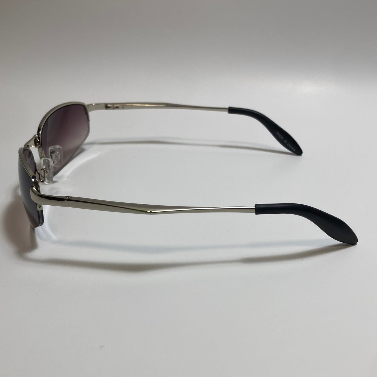 mens and womens silver and gray metal frame wrap y2k sunglasses