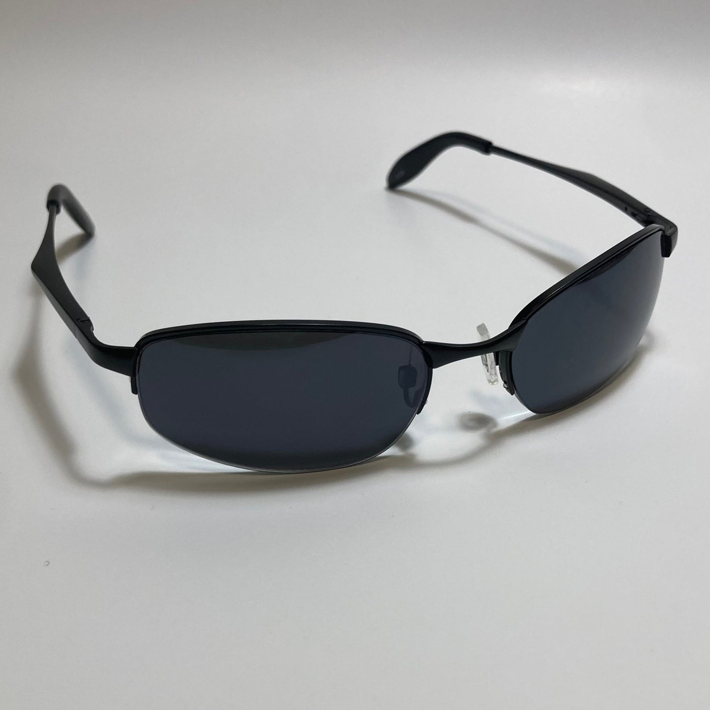 mens and womens black metal frame wrap y2k sunglasses