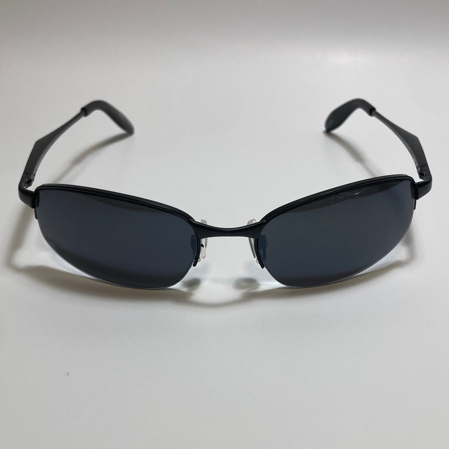 mens and womens black metal frame wrap y2k sunglasses