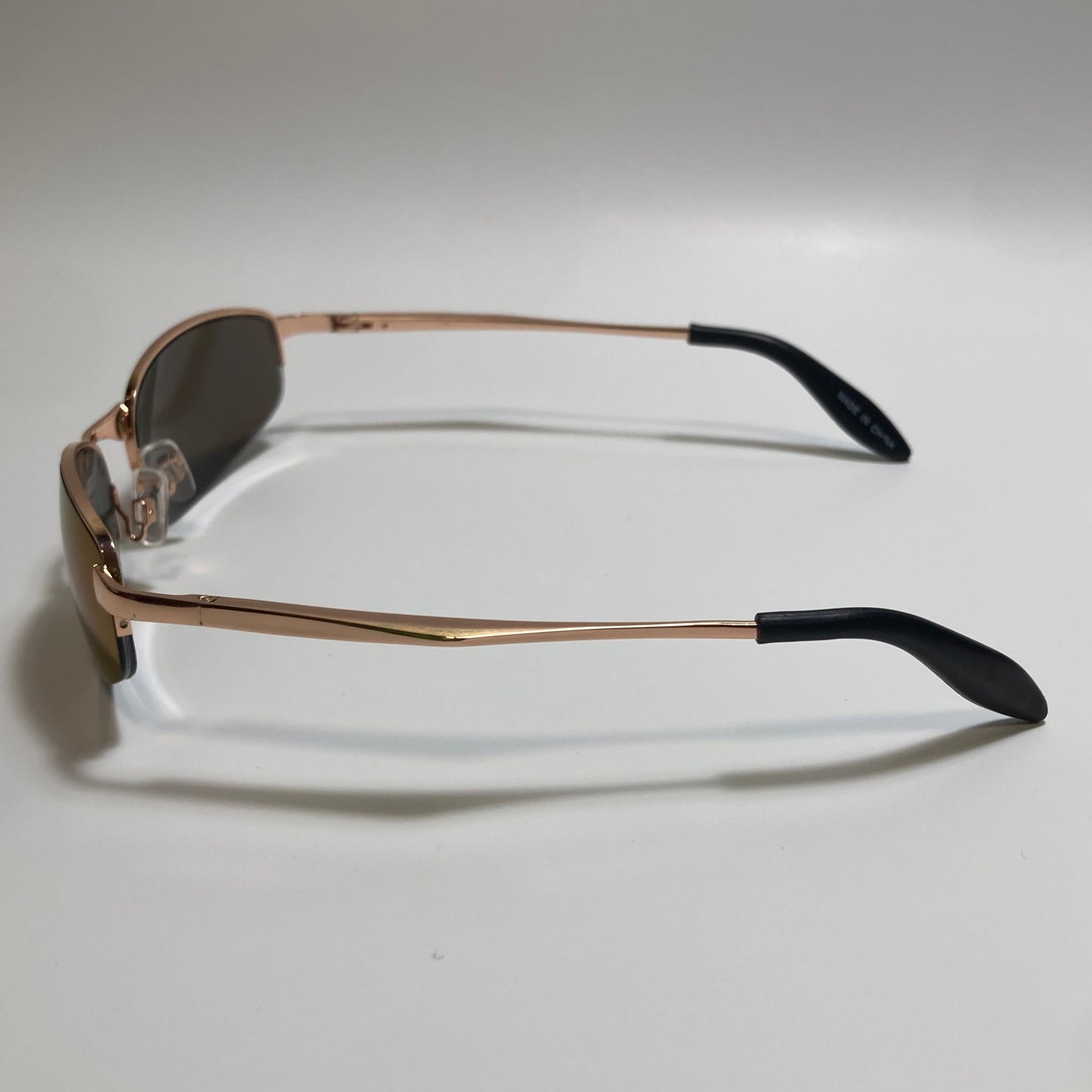mens and womens gold and blue mirrored metal frame wrap y2k sunglasses