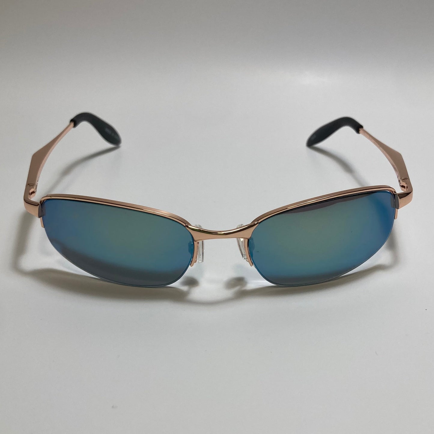 mens and womens gold and green mirrored metal frame wrap y2k sunglasses