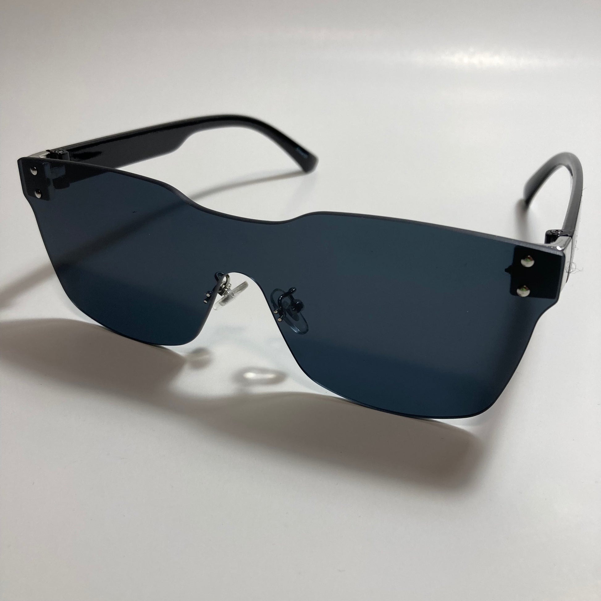 black rimless square womens sunglasses