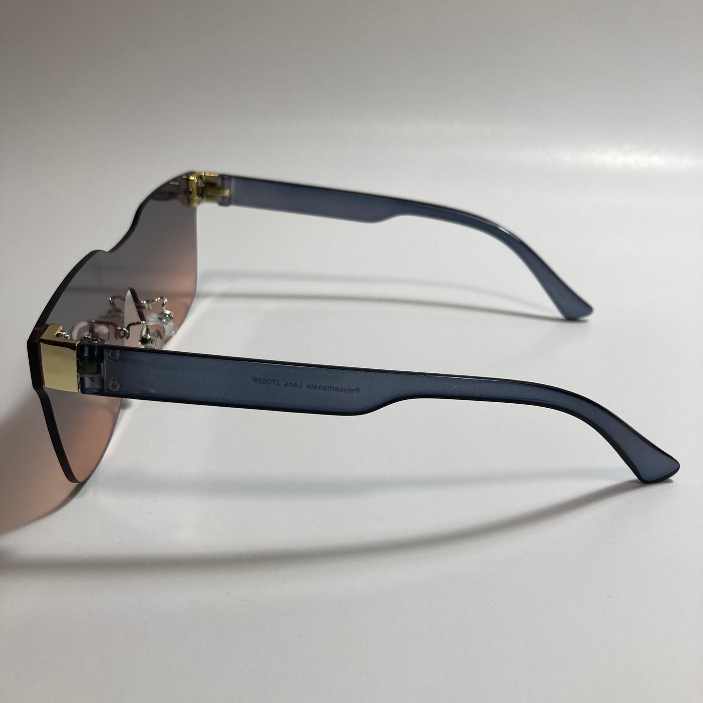 black and pink rimless square womens sunglasses