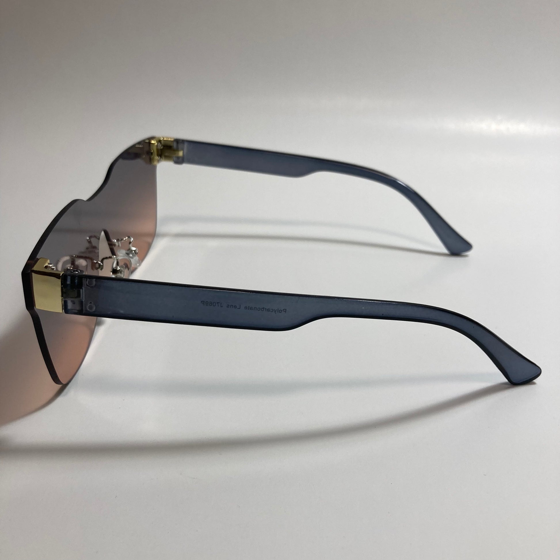 black and pink rimless square womens sunglasses