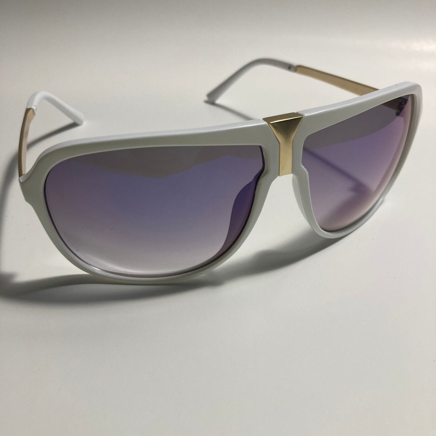 mens and womens white and blue mirrored aviator sunglasses