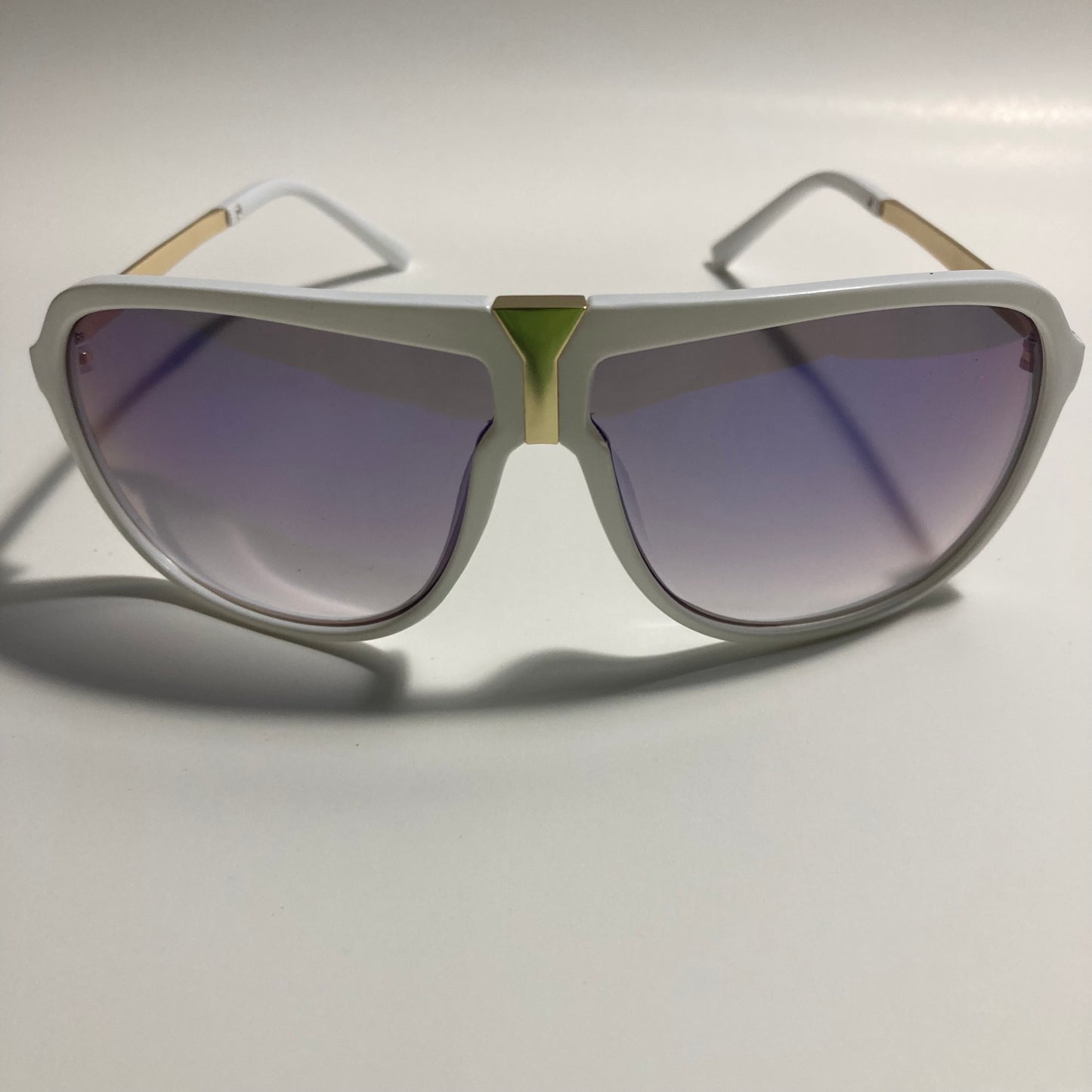 mens and womens white and blue mirrored aviator sunglasses