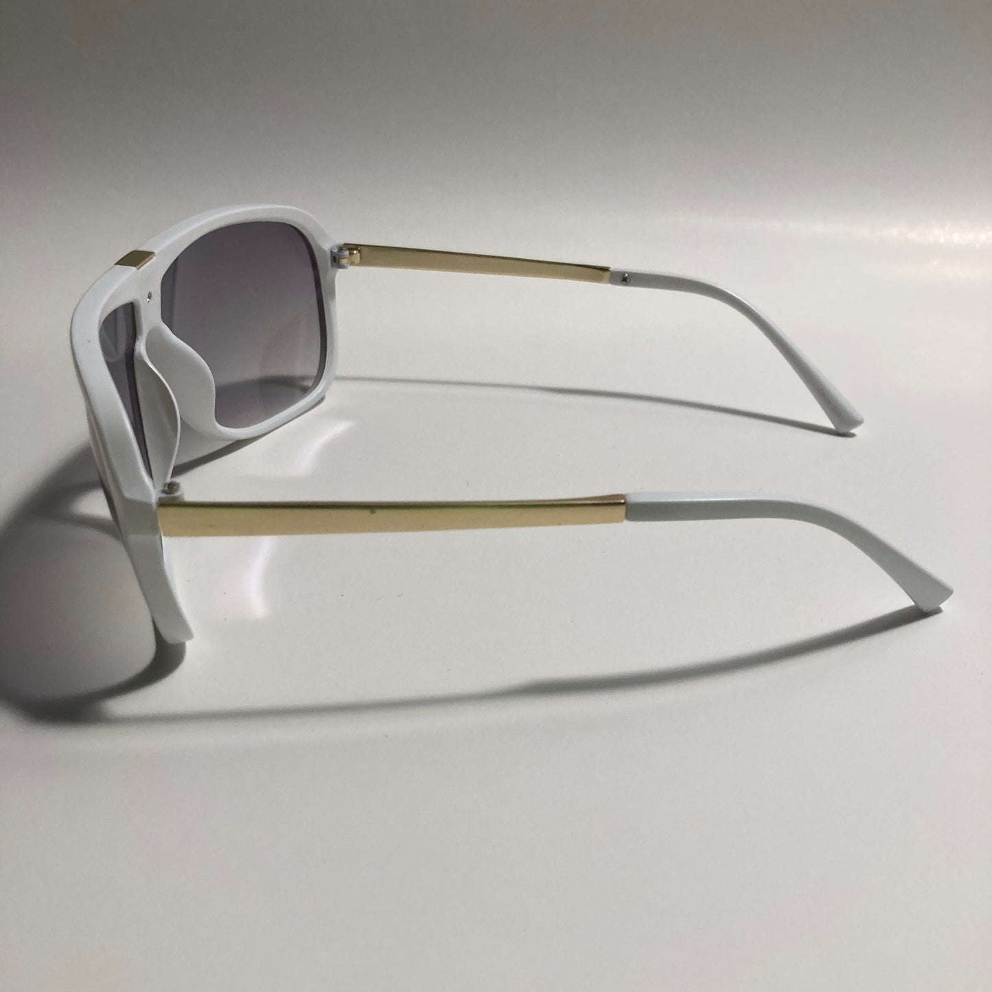 mens and womens white and blue mirrored aviator sunglasses
