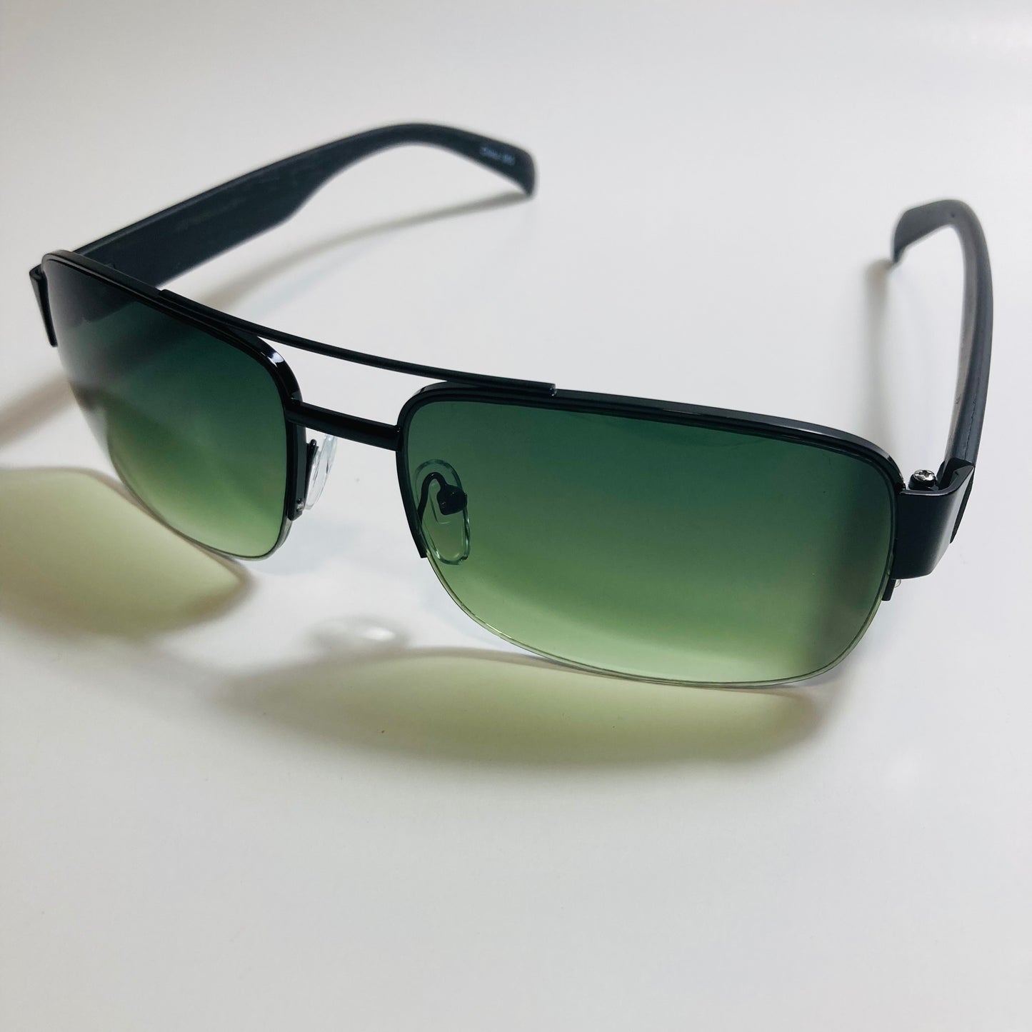 mens green and black square sunglasses with crossbar