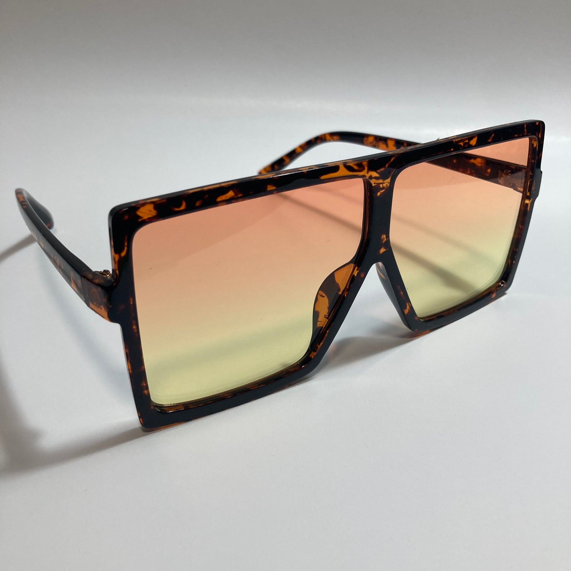 womens brown orange and yellow square oversize sunglasses