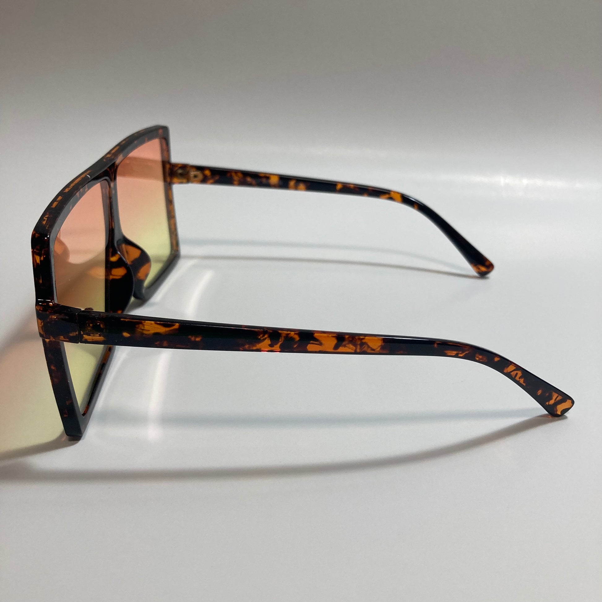 womens brown orange and yellow square oversize sunglasses