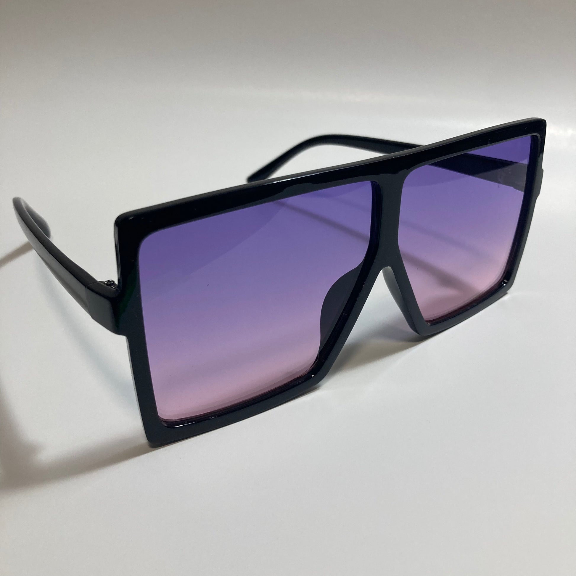 womens black and purple square oversize sunglasses
