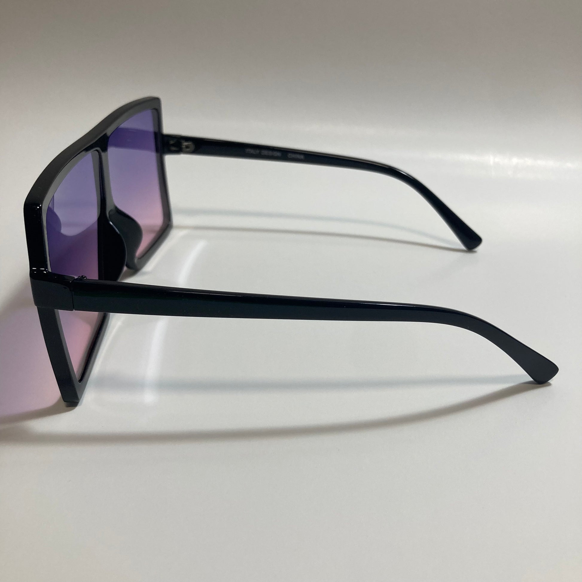 womens black and purple square oversize sunglasses
