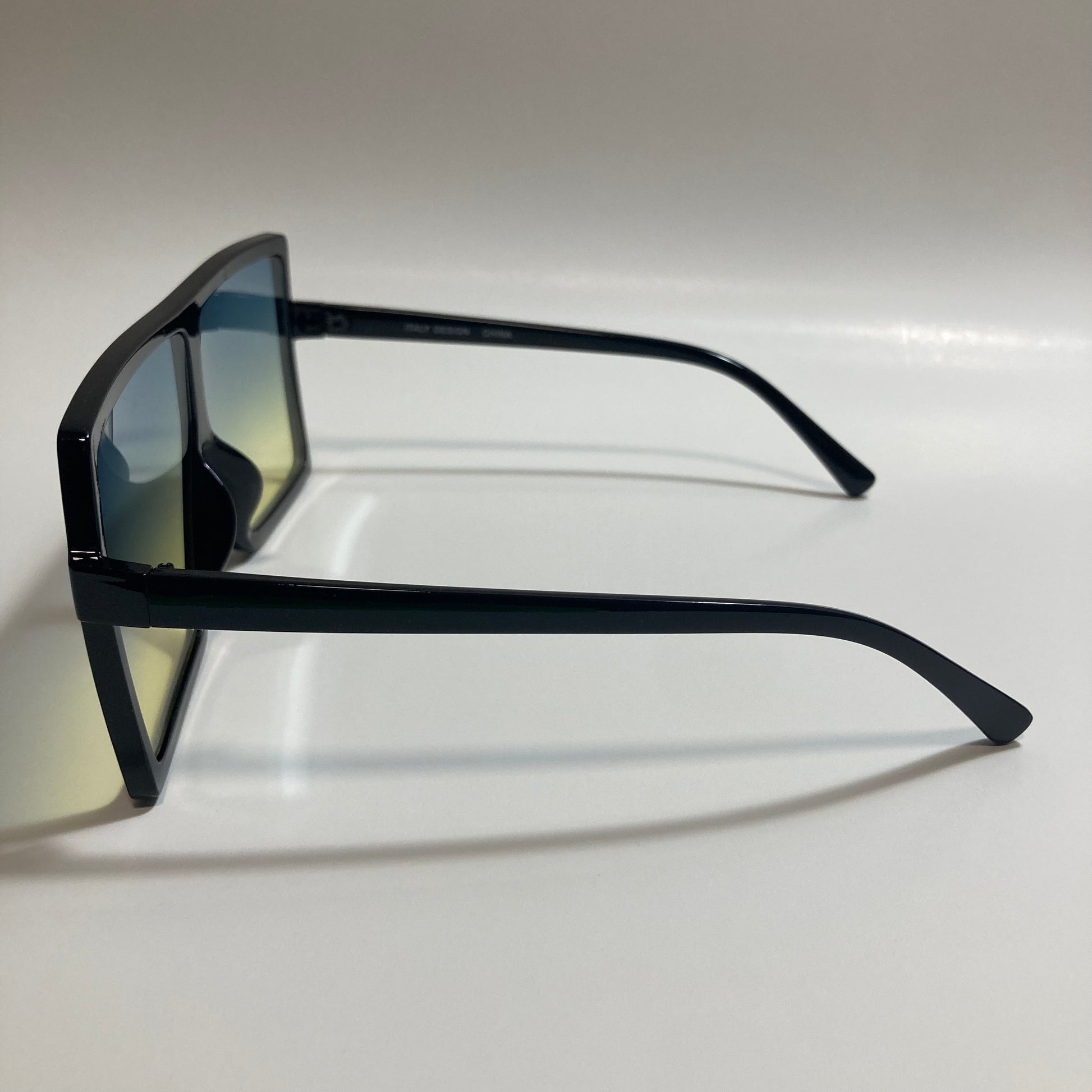 womens black and green square oversize sunglasses