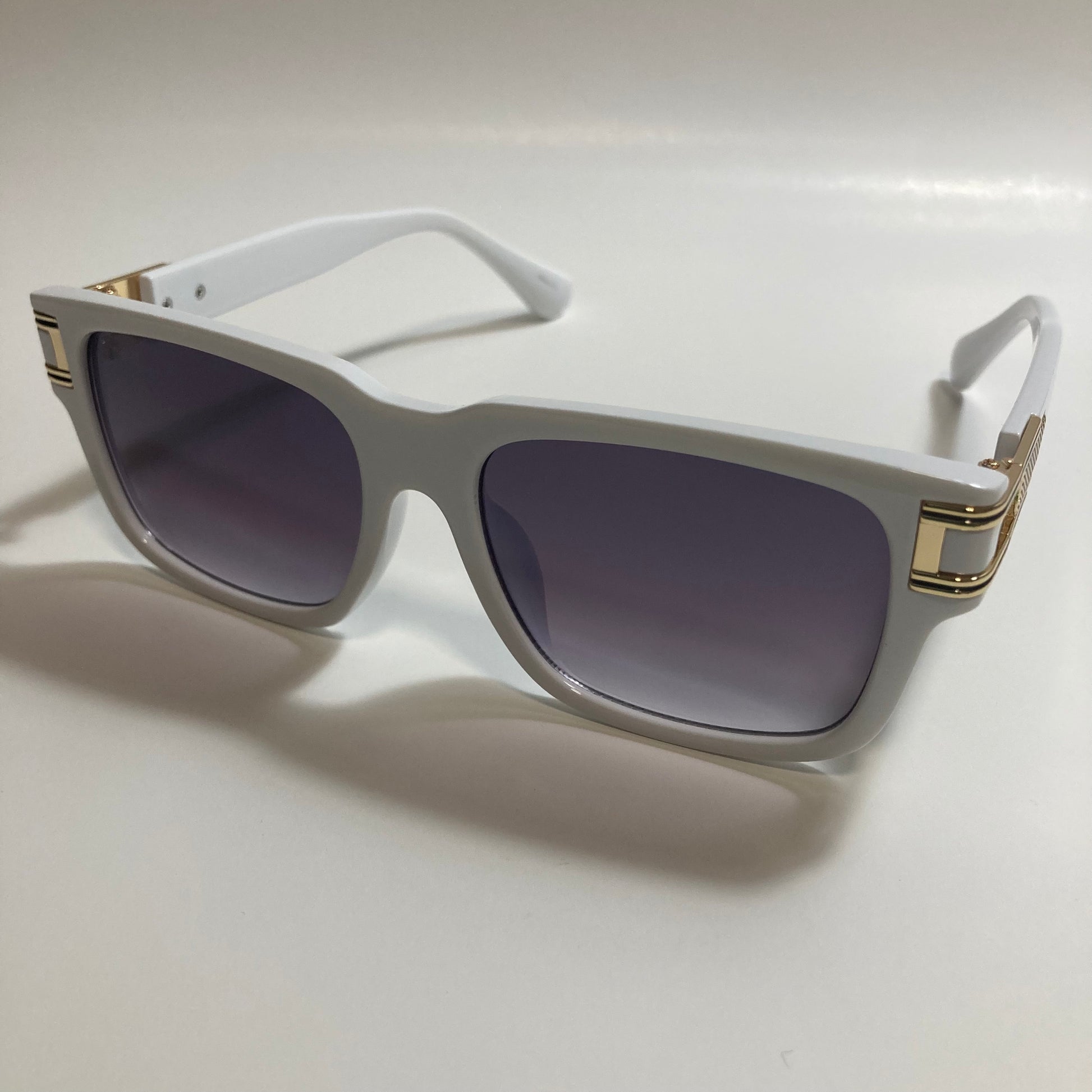 mens and womens white and gray square gazelle sunglasses