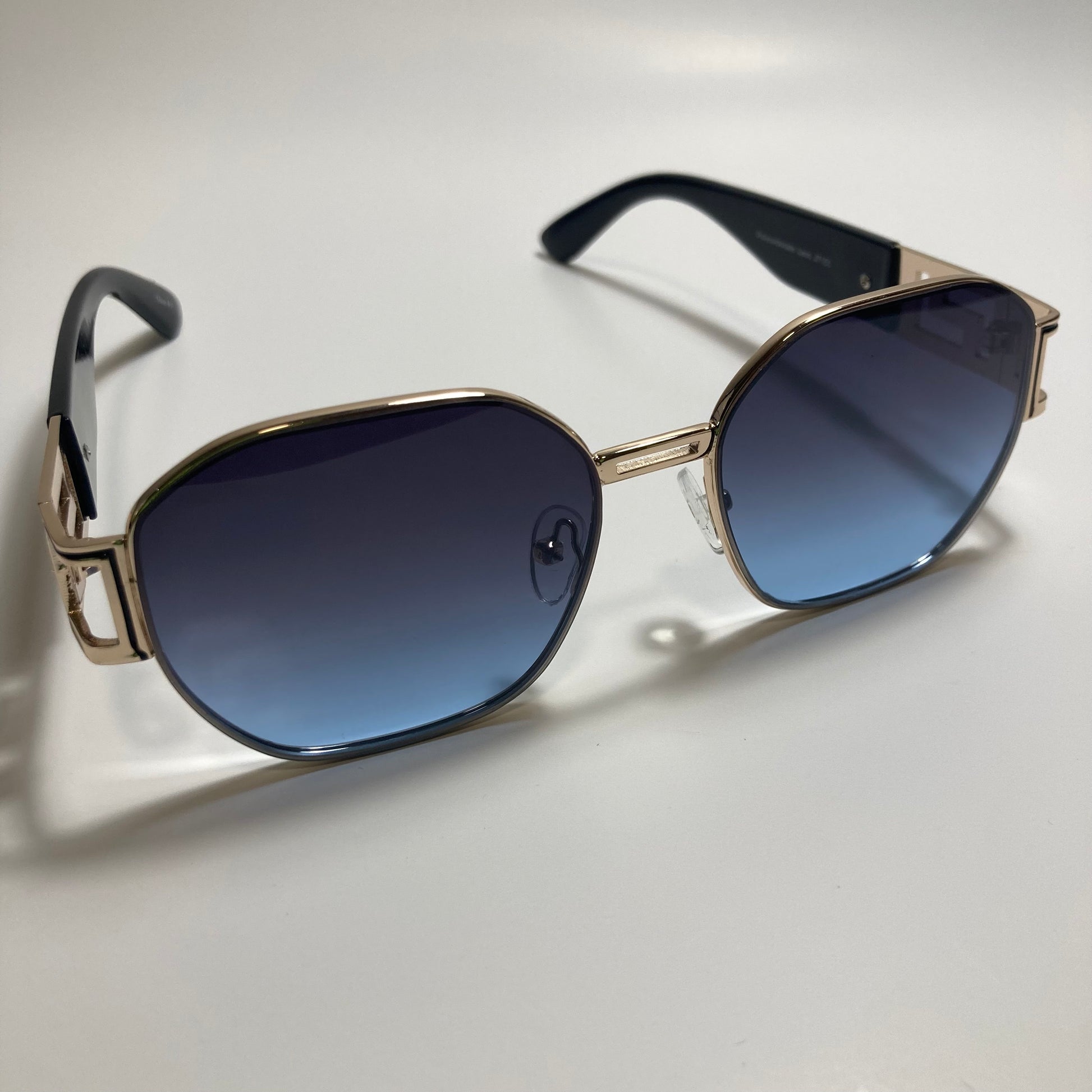 mens and womens black and gold square sunglasses