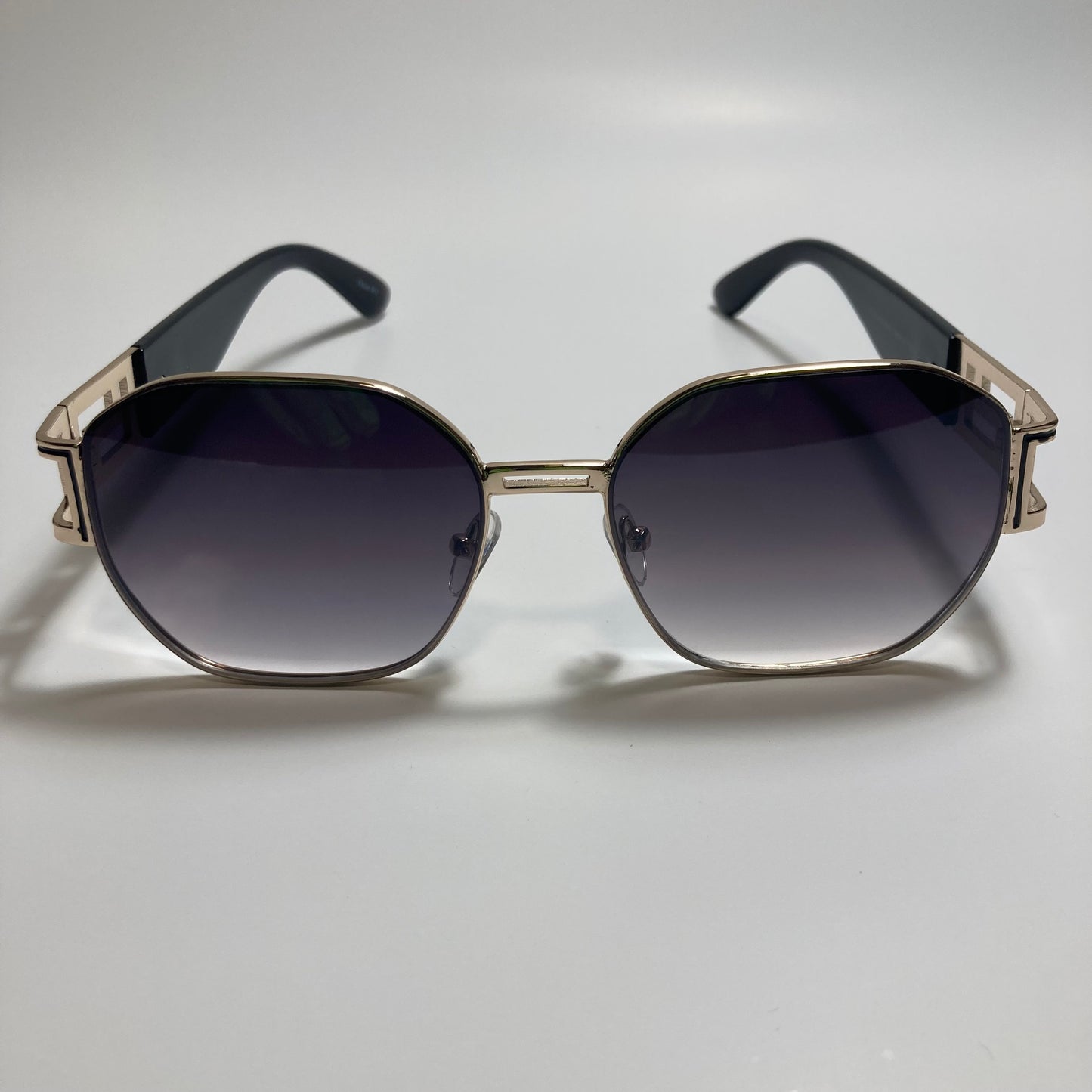 mens and womens black and gold square sunglasses
