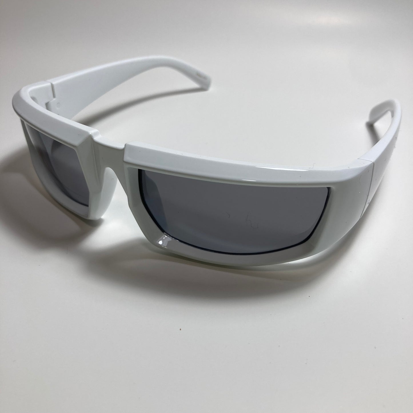 mens and womens white and black wrap around sunglasses
