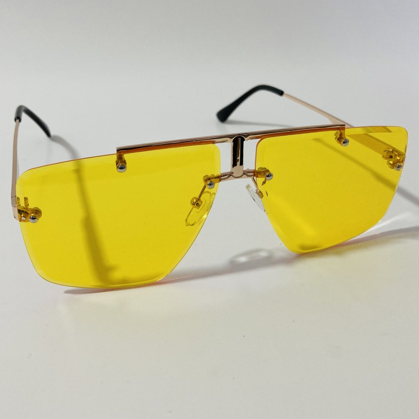 gold and yellow mens and womens square aviator sunglasses