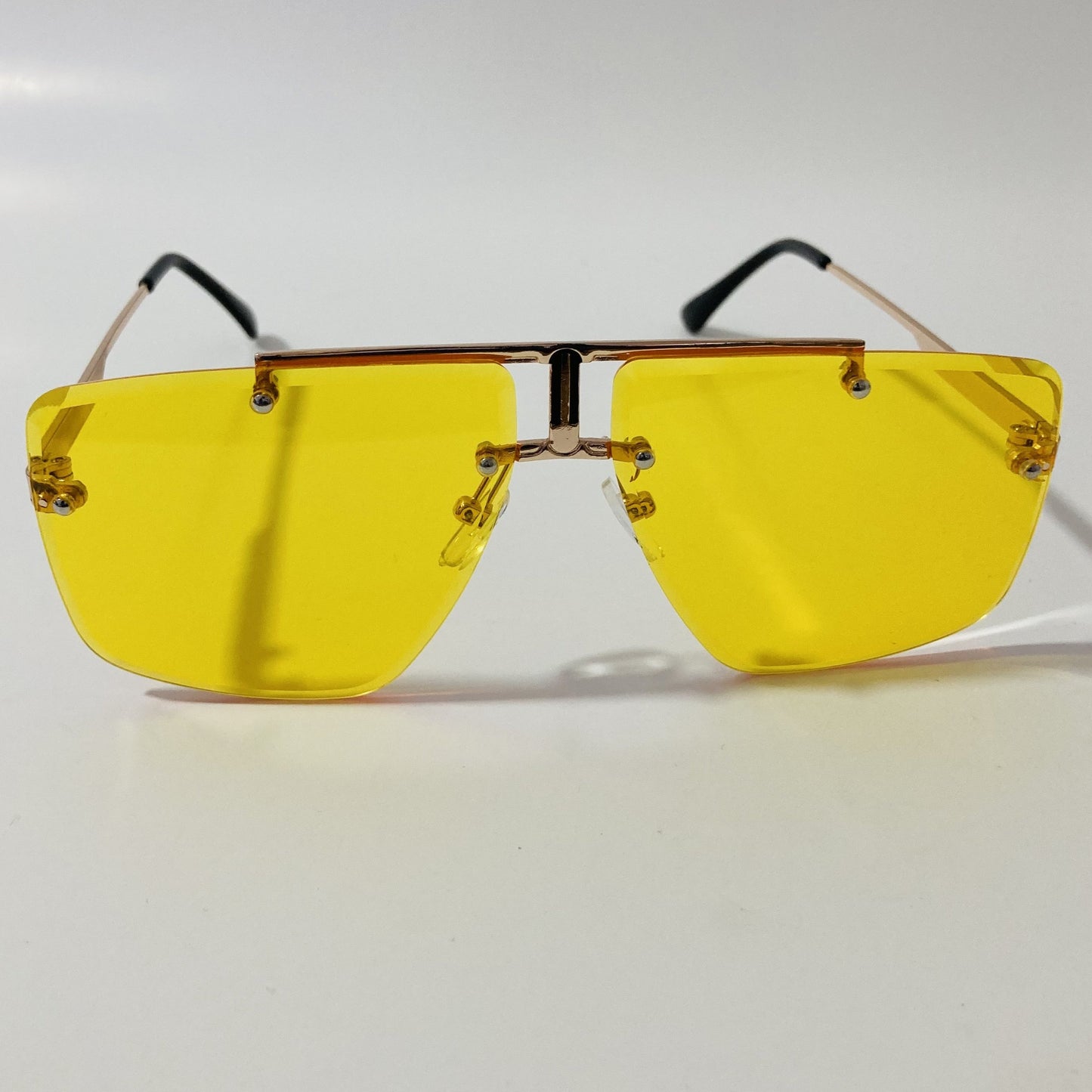 gold and yellow mens and womens square aviator sunglasses