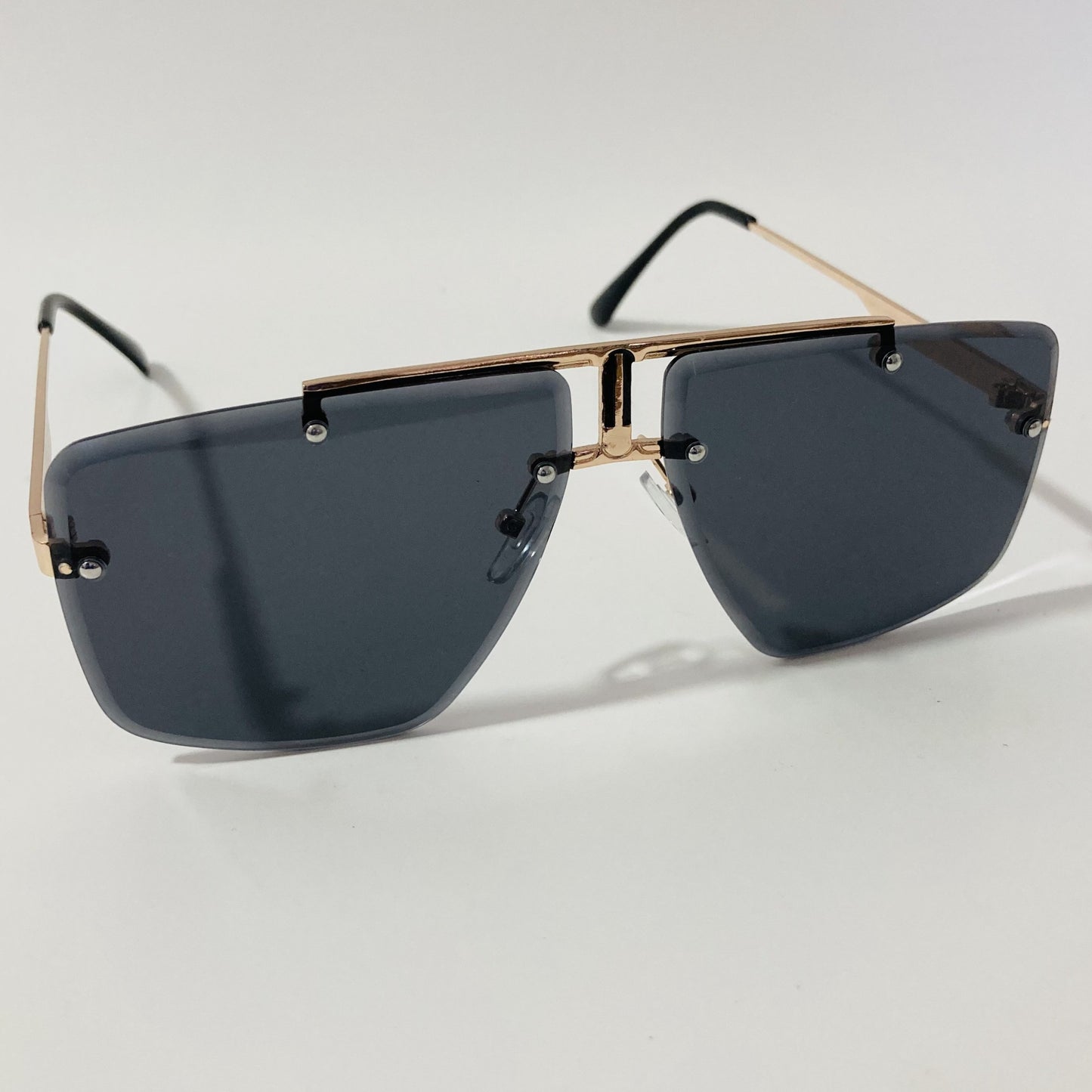 black and gold mens and womens square aviator sunglasses