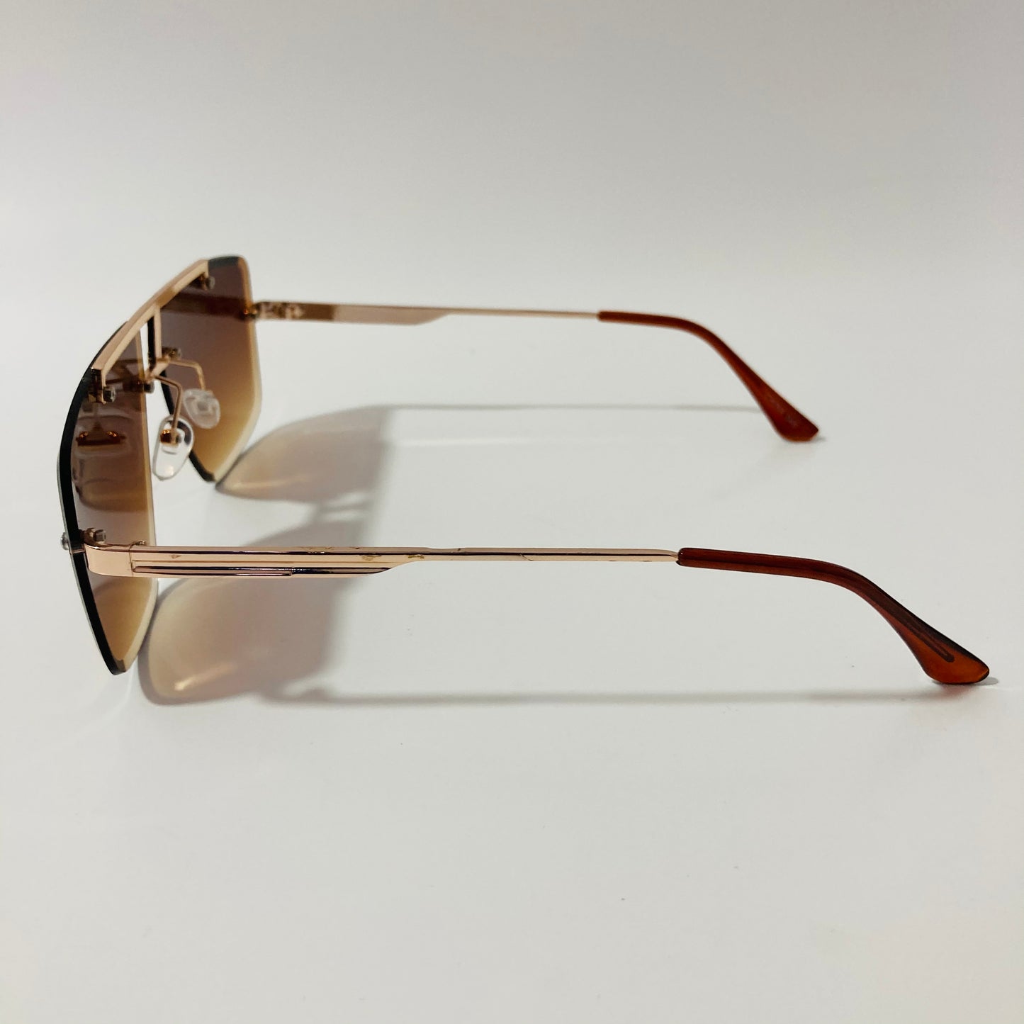 gold and brown mens and womens square aviator sunglasses