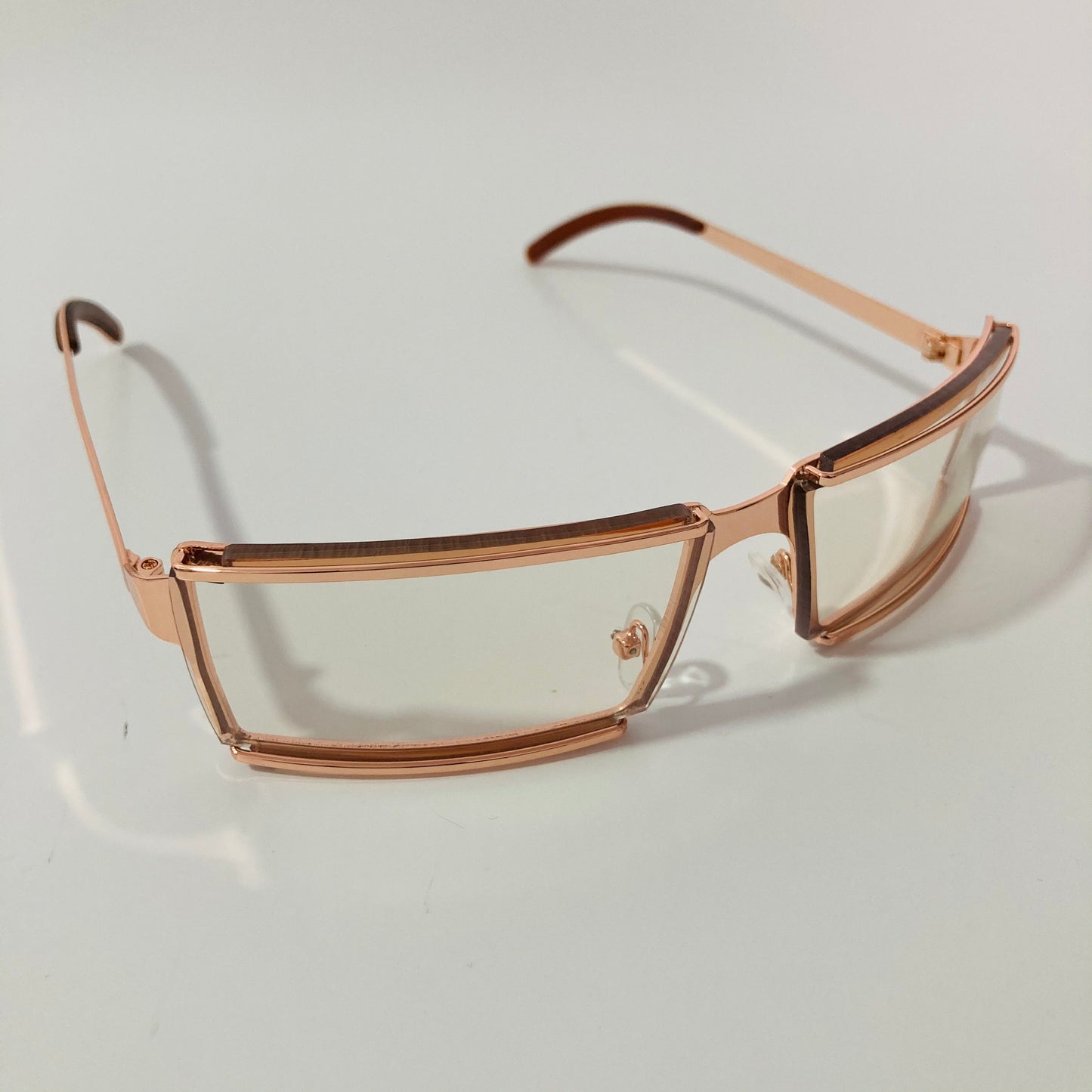 mens and womens gold wrap sunglasses with clear lenses