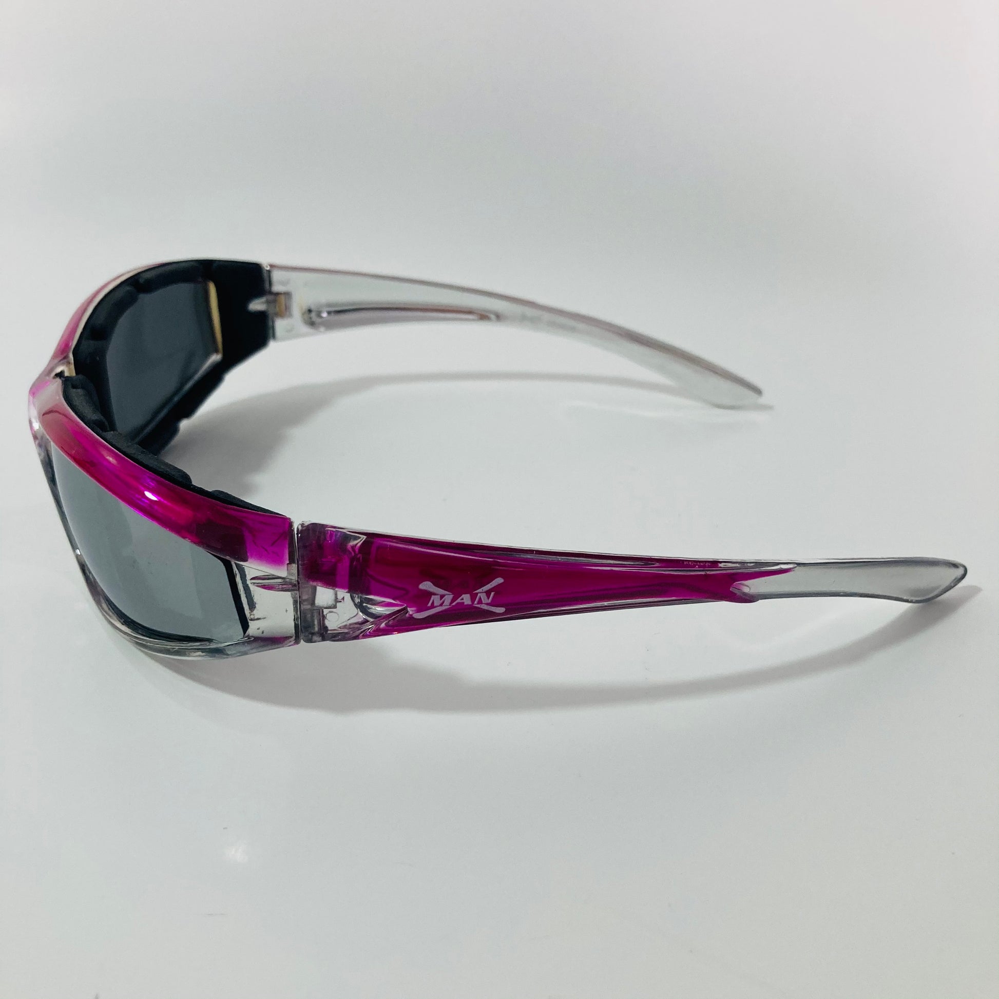 mens and womens pink clear mirrored motorcycle sunglasses