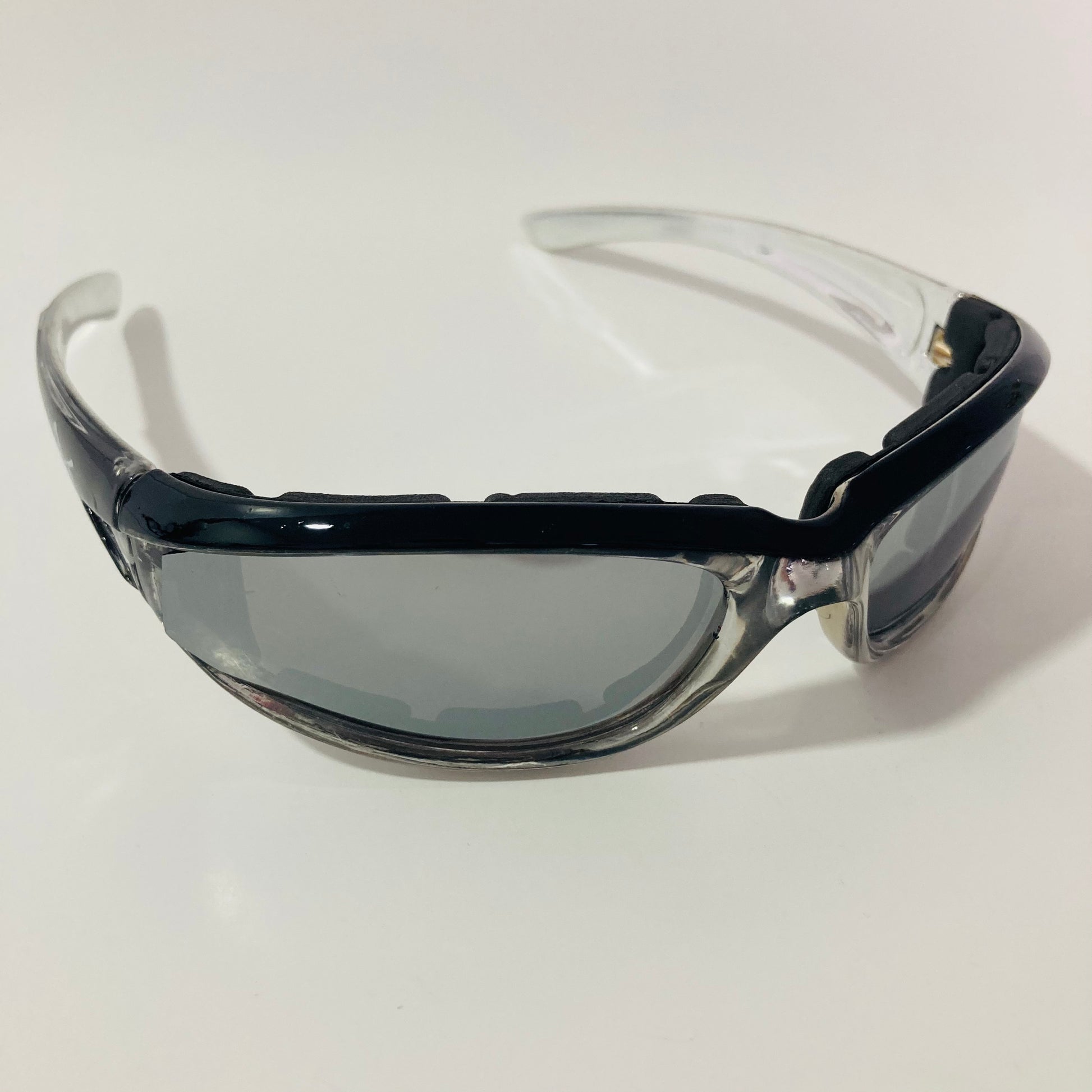 mens and womens black clear mirrored motorcycle sunglasses