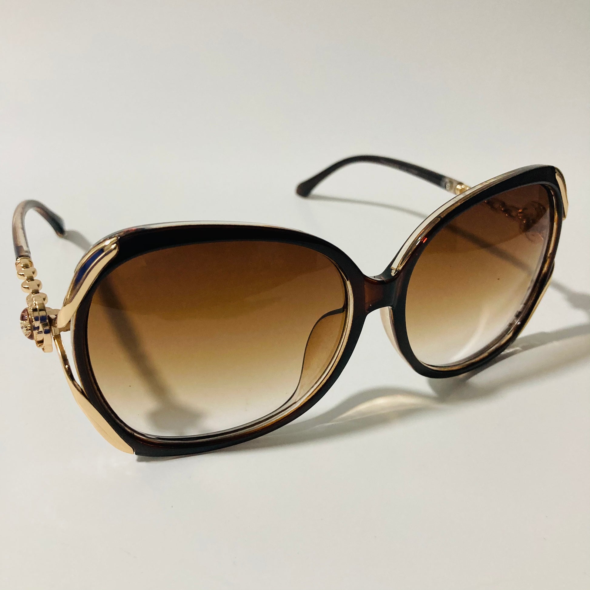 womens brown and gold oversize sunglasses