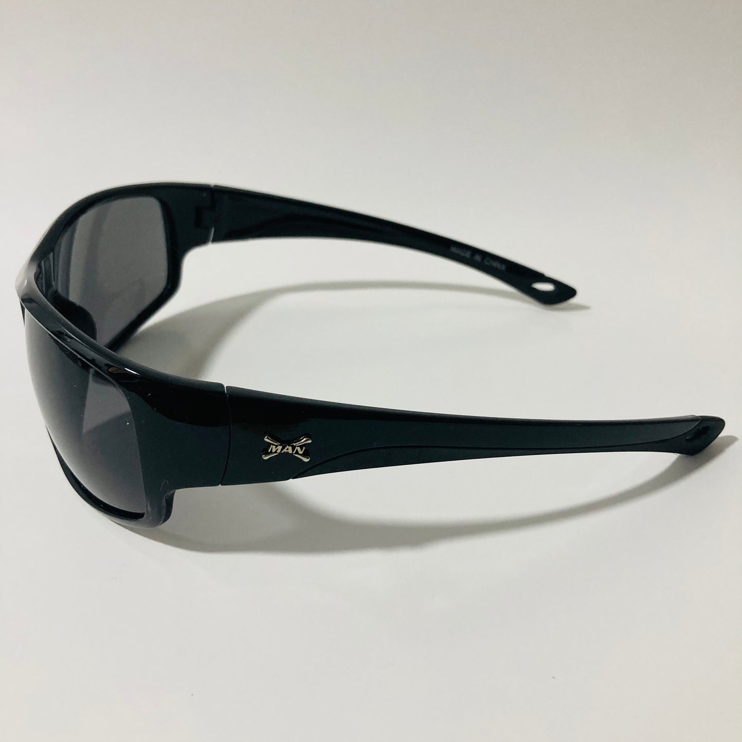 black polarized wrap around sunglasses
