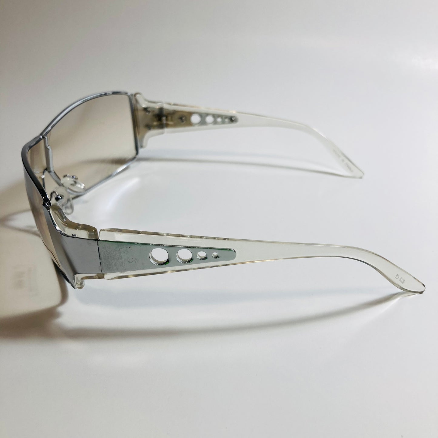 womens white and silver shield y2k sunglasses