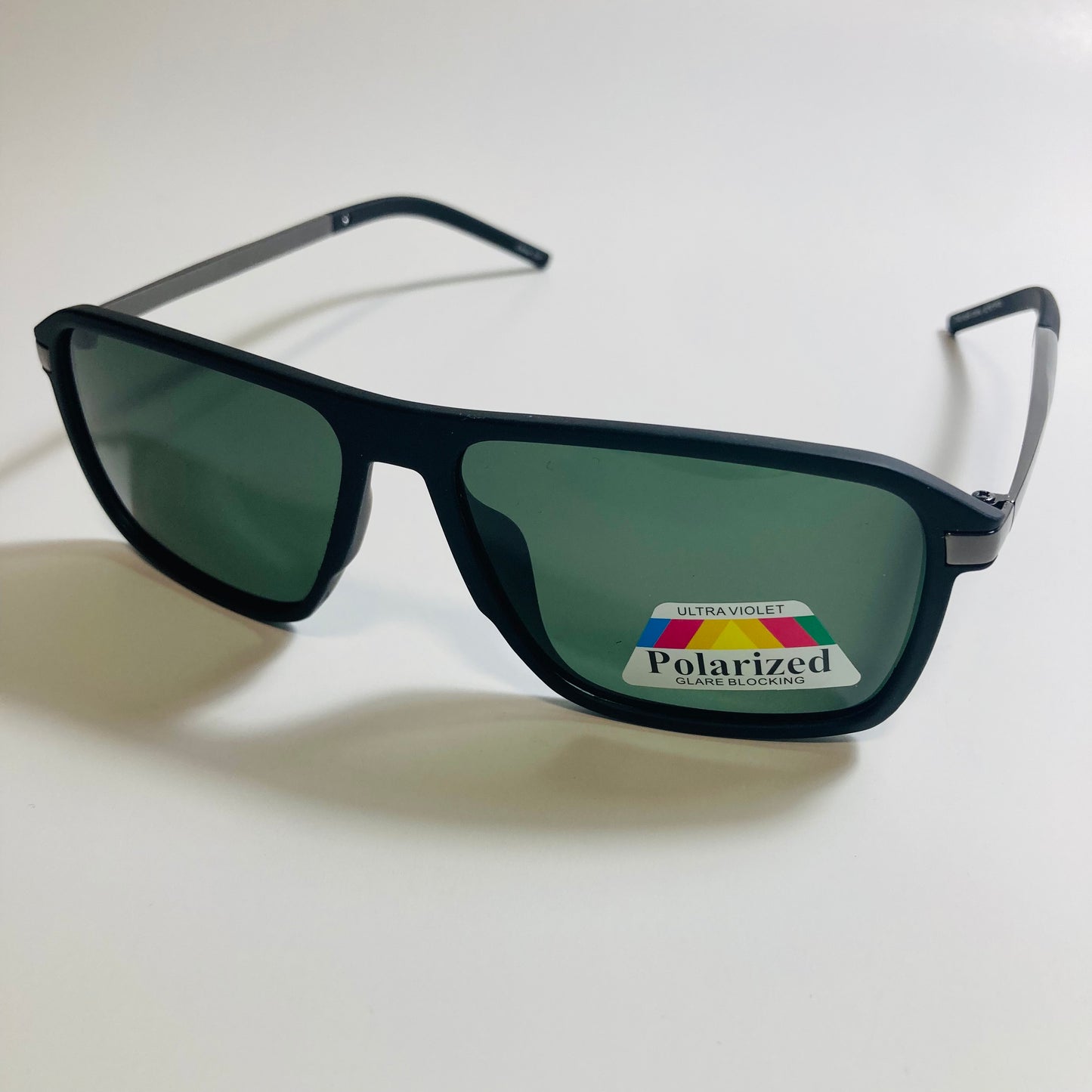 mens black and green square polarized sunglasses
