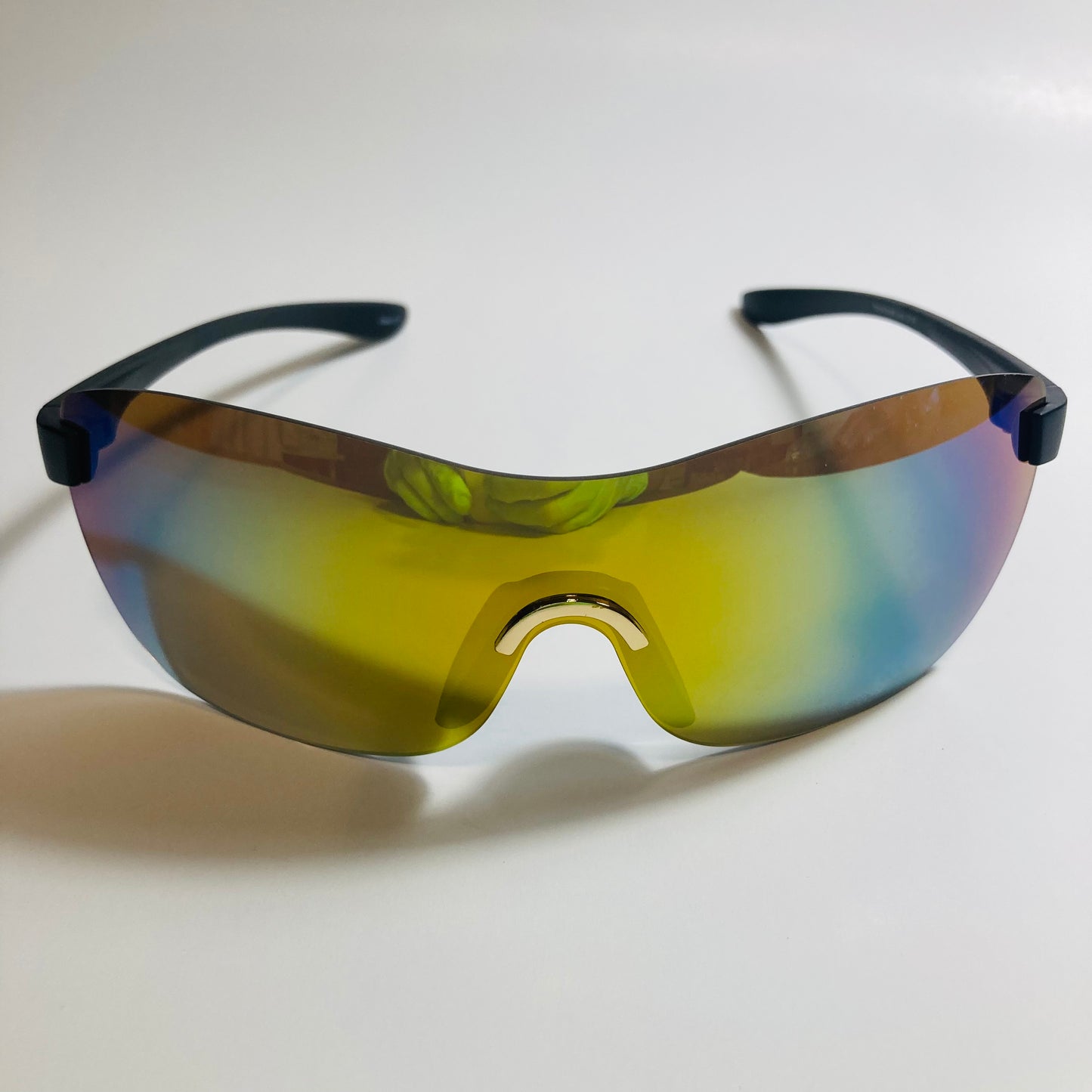 womens black and yellow mirrored y2k sunglasses