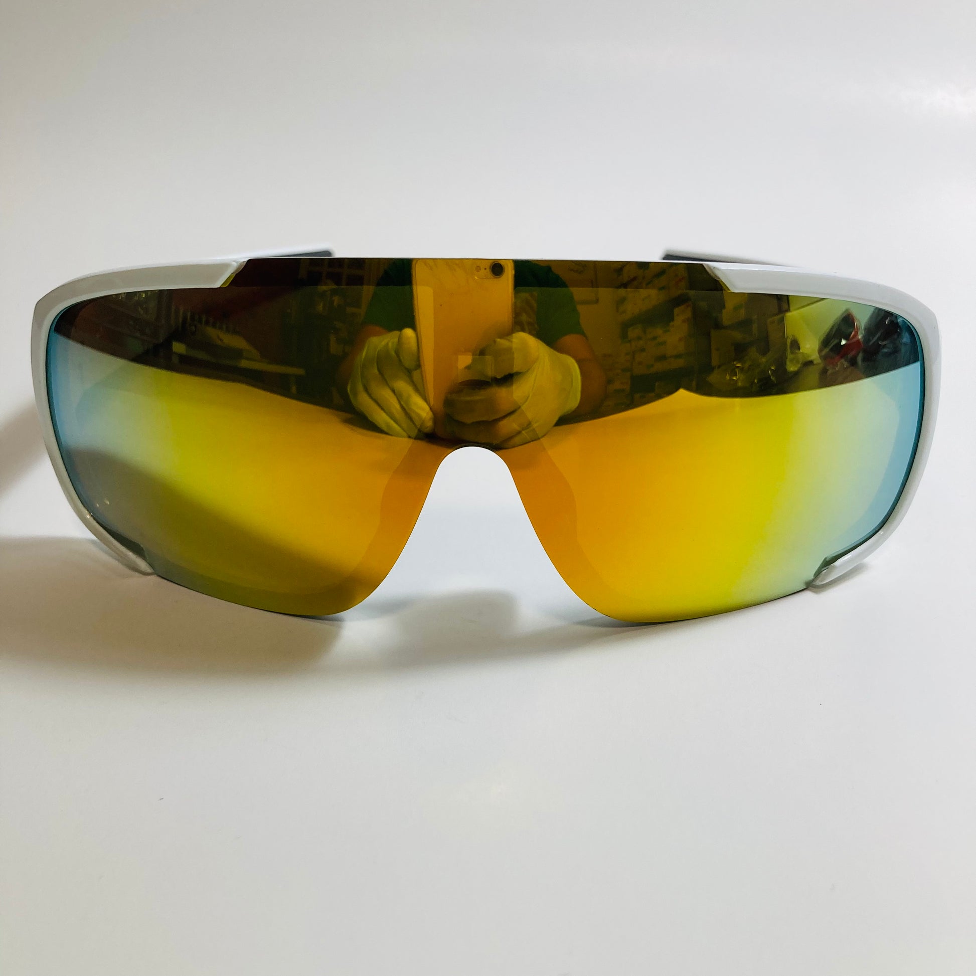 mens and womens white and orange mirrored macho man  sunglasses