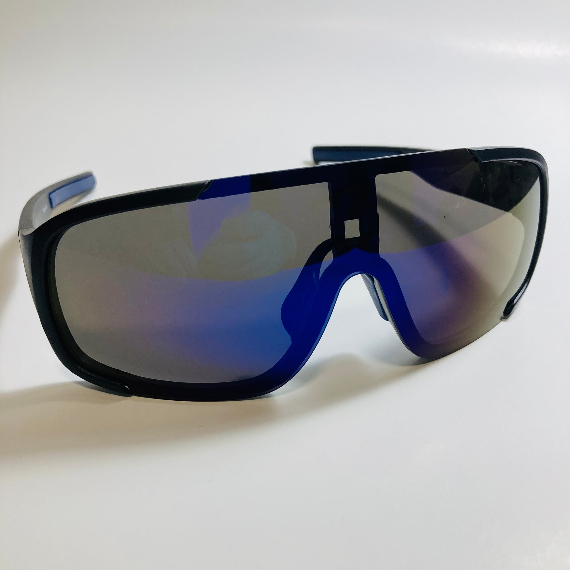mens and womens black and blue mirrored macho man sunglasses