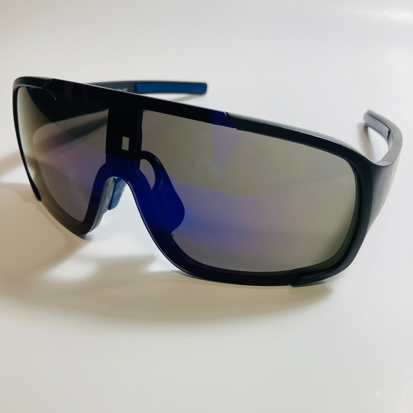 mens and womens black and blue mirrored macho man sunglasses
