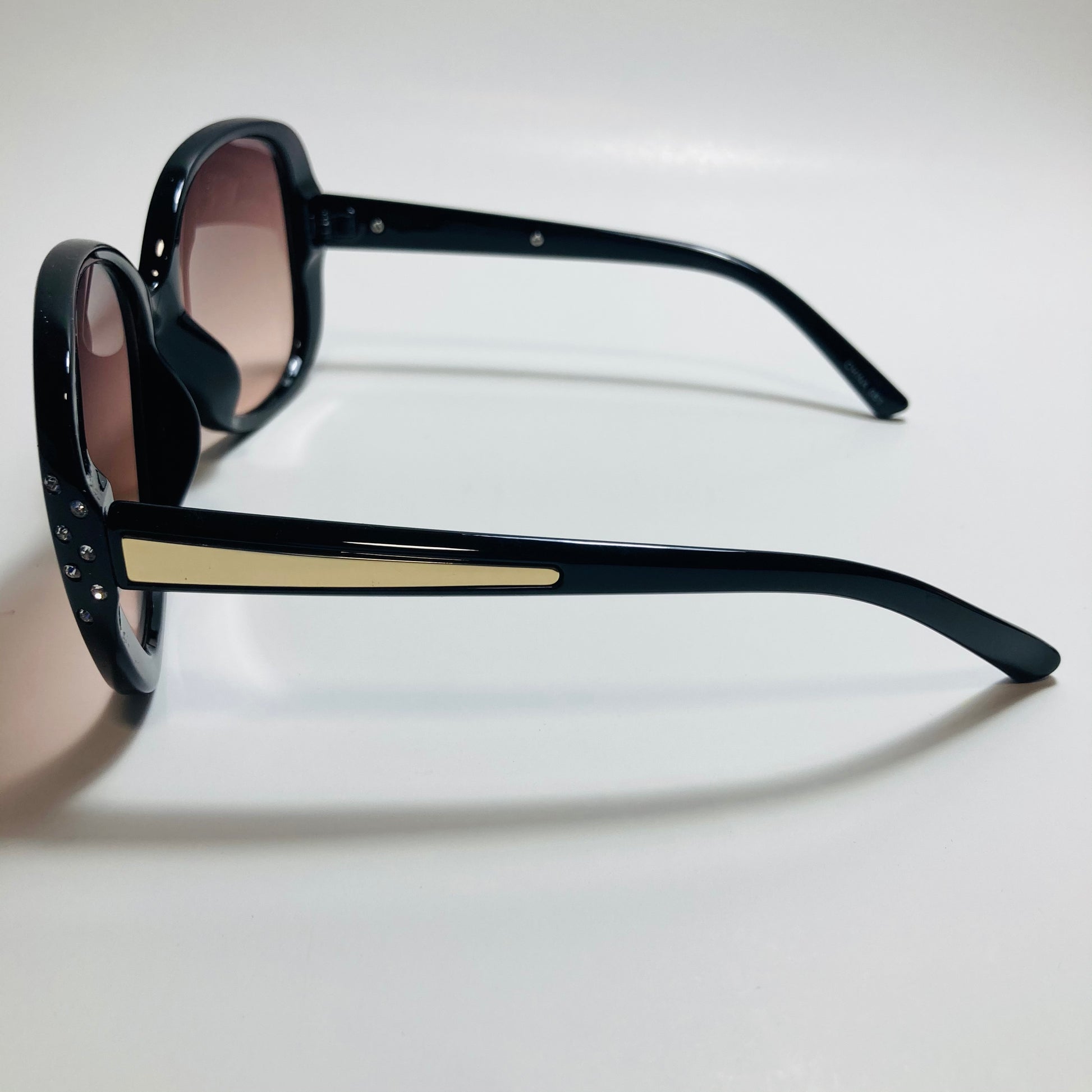 womens black and pink oversize rhinestone sunglasses