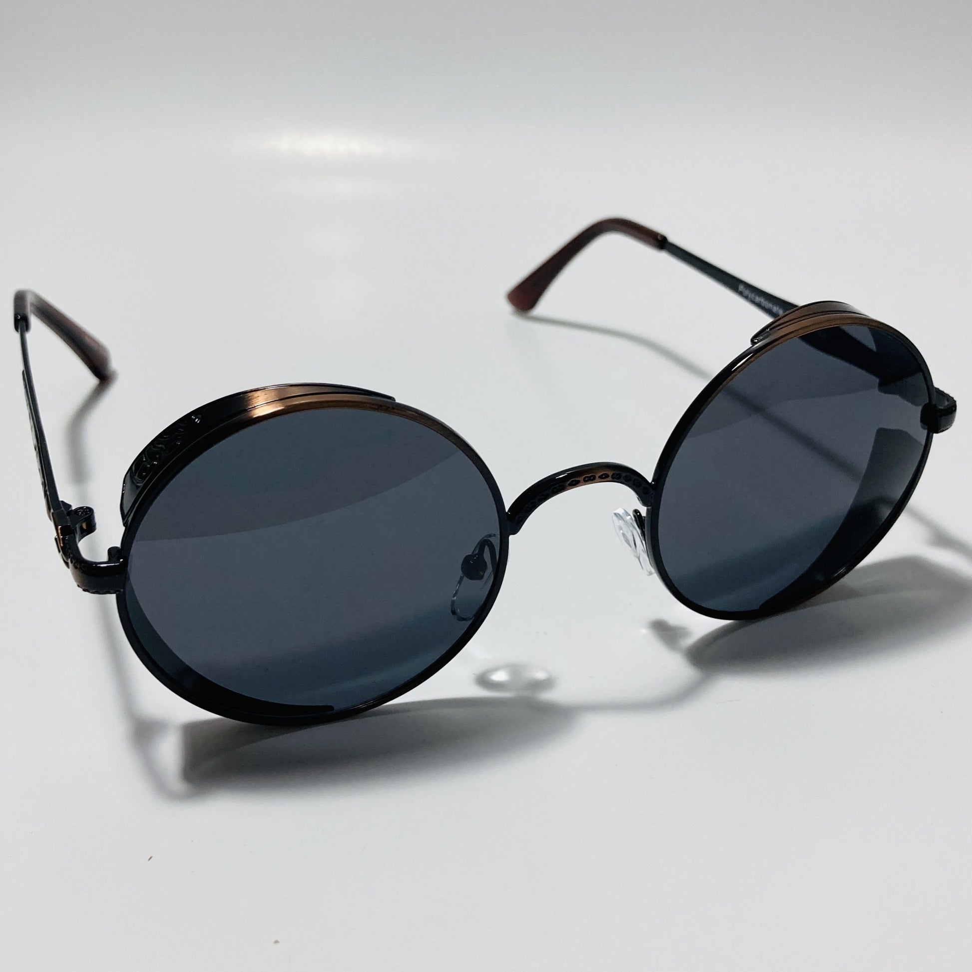men and women bronze and black round steampunk sunglasses