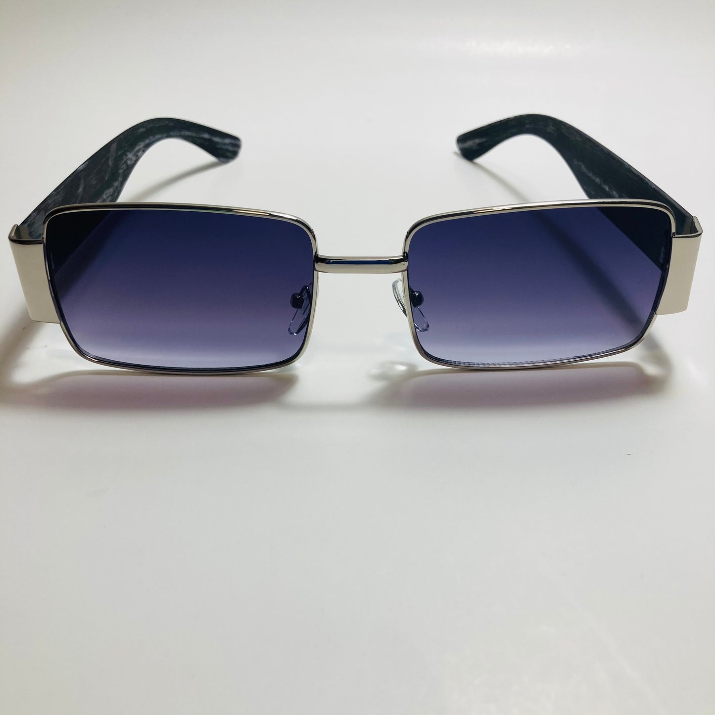 mens and womens black and silver square sunglasses