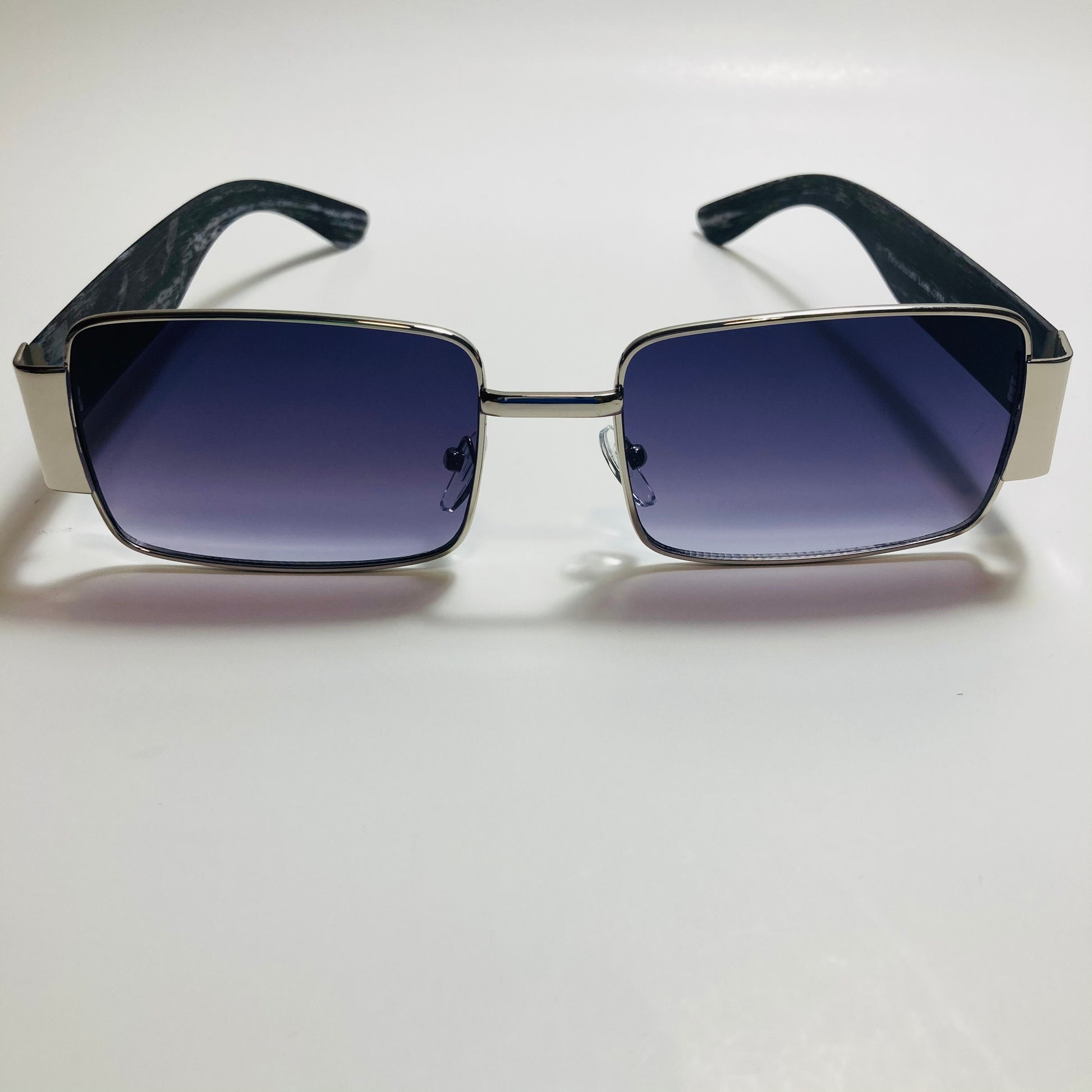 mens and womens black and silver square sunglasses