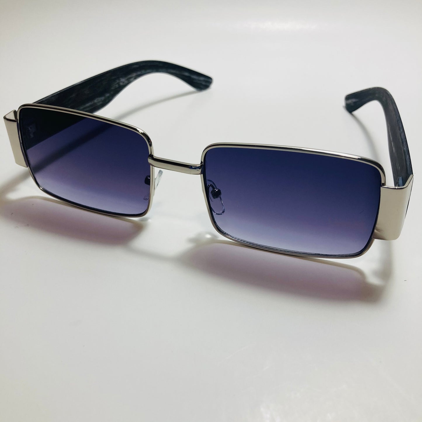 mens and womens black and silver square sunglasses