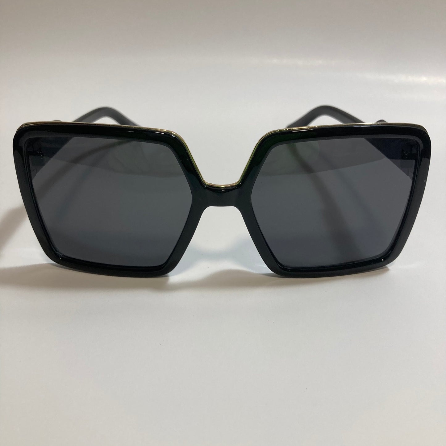 womens black square oversize sunglasses with gold accent