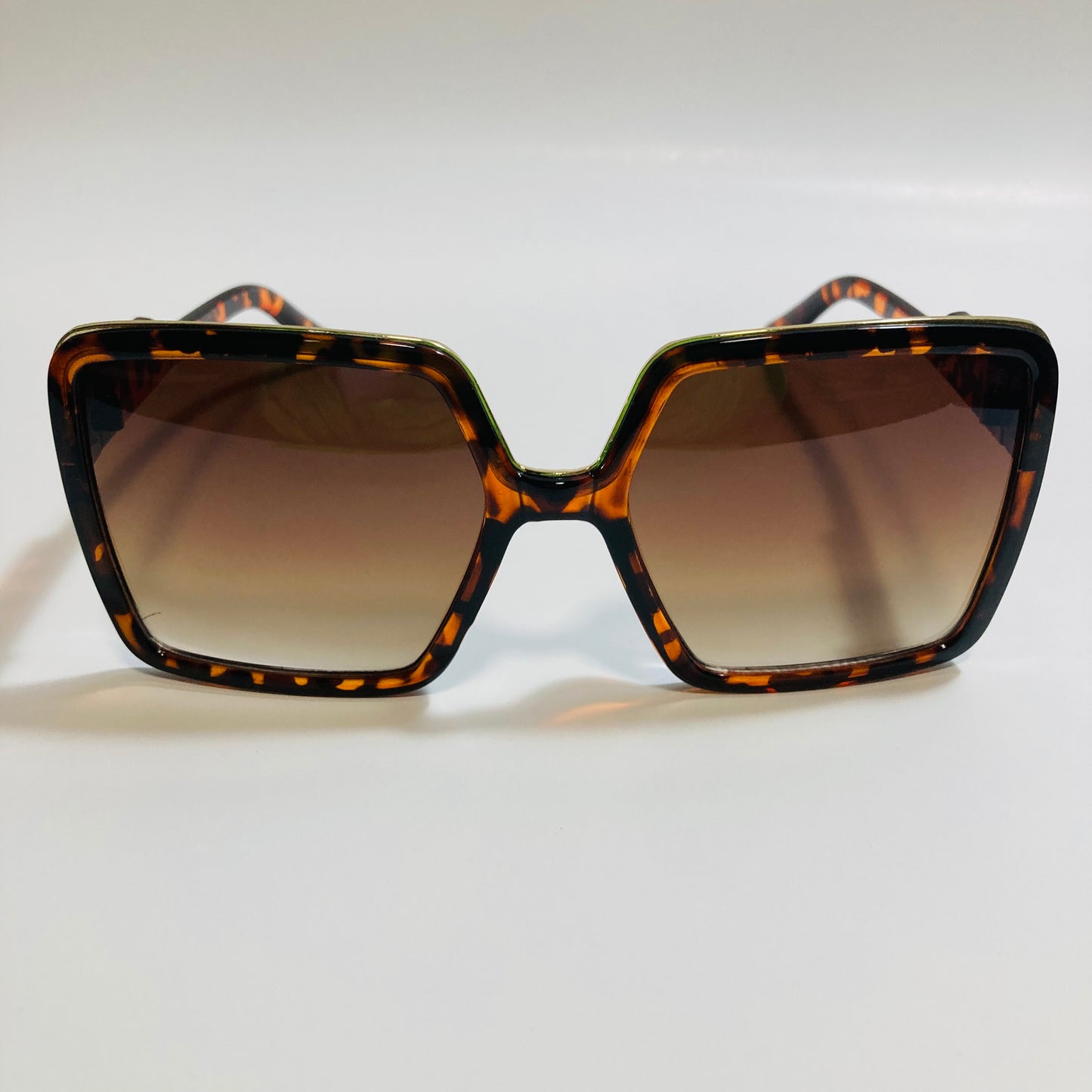 womens brown square oversize sunglasses with gold accent