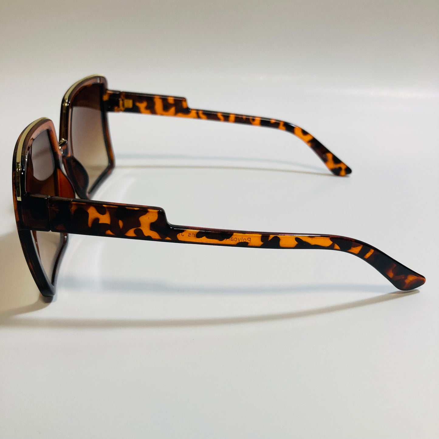 womens brown square oversize sunglasses with gold accent