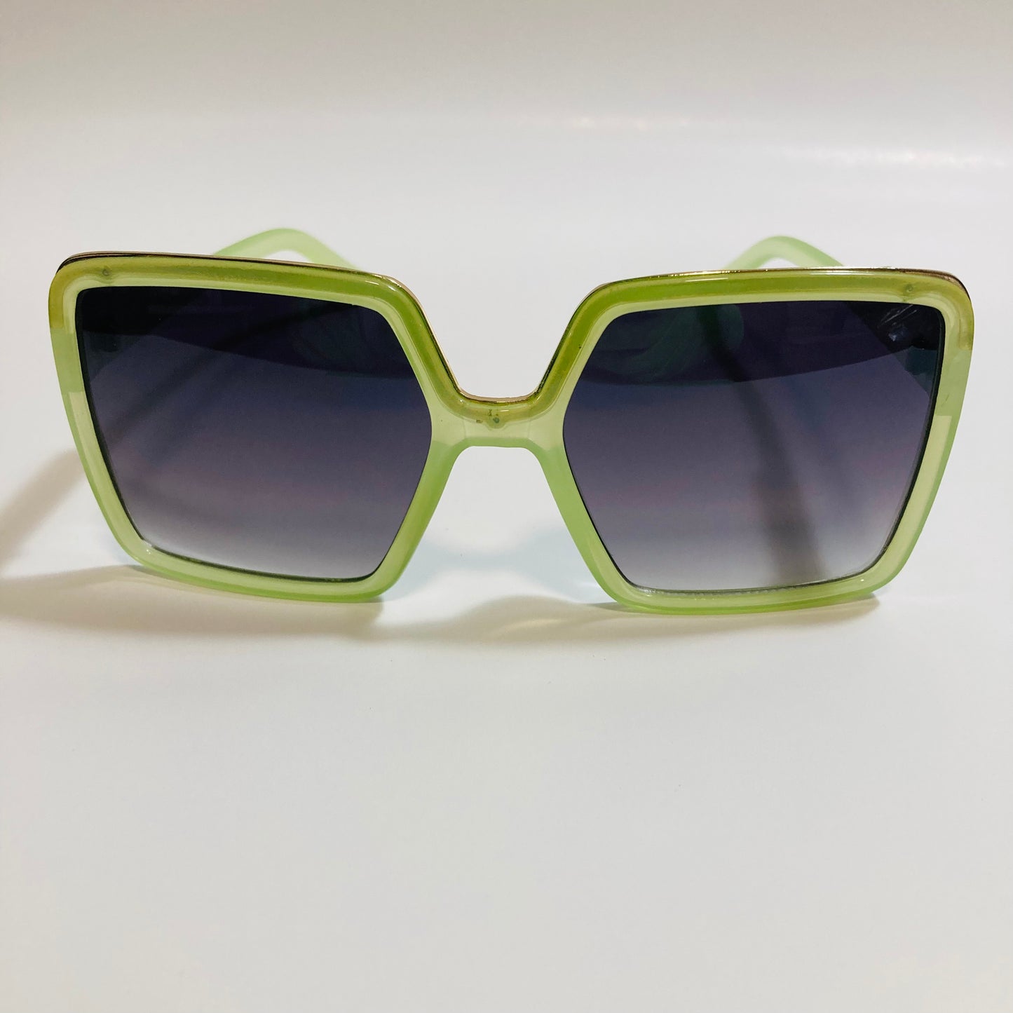 womens green and black square oversize sunglasses with gold accent