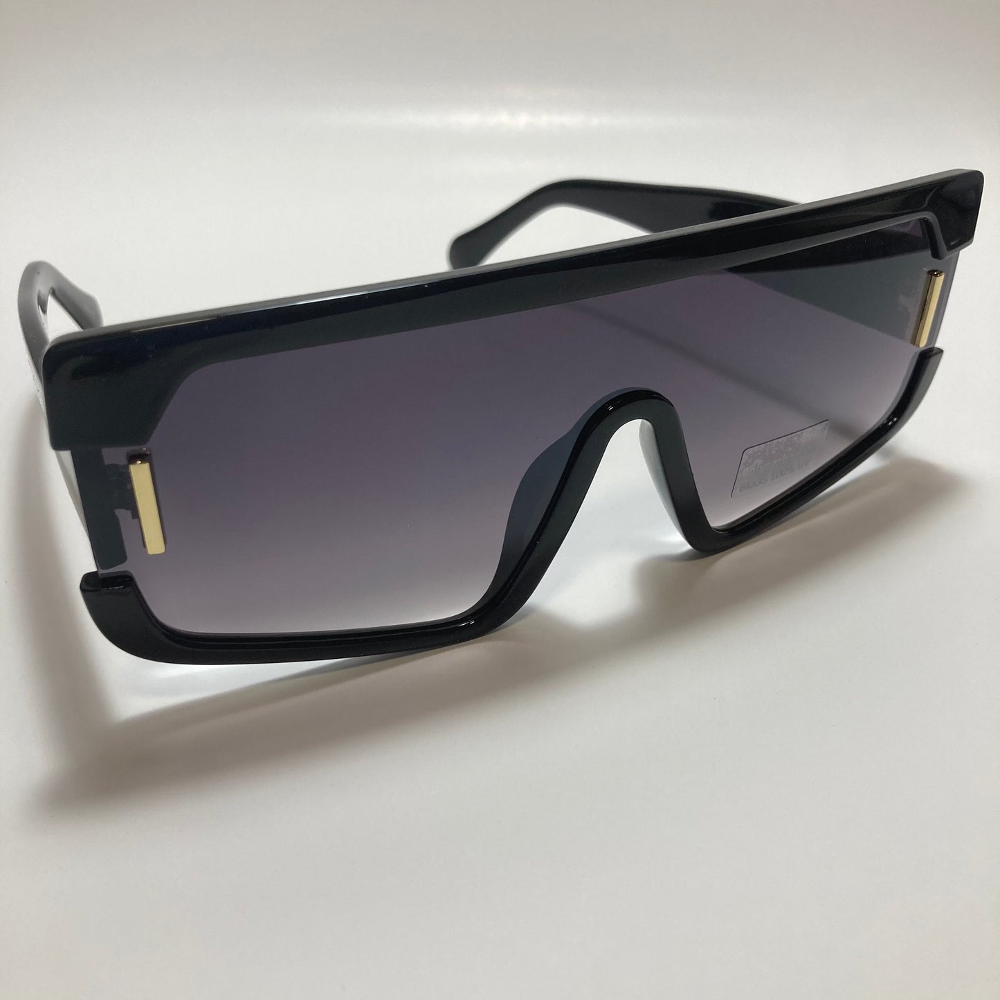 mens and womens black futuristic square sunglasses