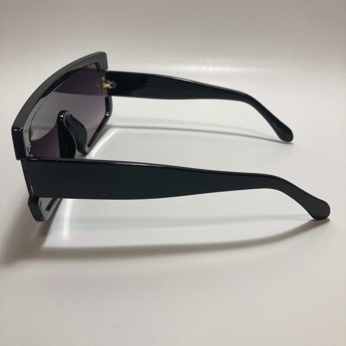 mens and womens black futuristic square sunglasses