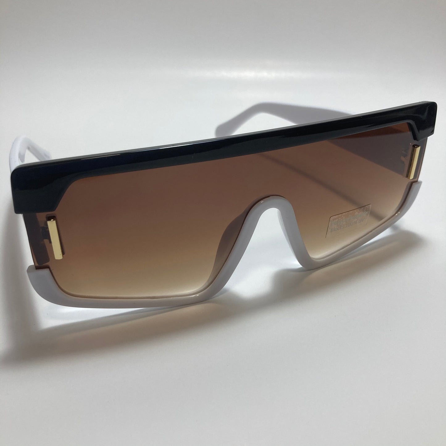 mens and womens brown and white futuristic square sunglasses